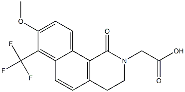 1,2,3,4-Tetrahydro-7-trifluoromethyl-8-methoxy-1-oxobenz[h]isoquinoline-2-acetic acid 구조식 이미지
