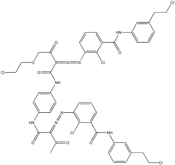 3,3'-[2-[(2-Chloroethyl)oxy]-1,4-phenylenebis[iminocarbonyl(acetylmethylene)azo]]bis[N-[3-(2-chloroethyl)phenyl]-2-chlorobenzamide] 구조식 이미지