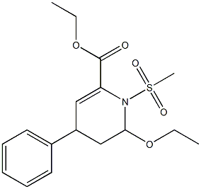 1,2,3,4-Tetrahydro-4-phenyl-2-ethoxy-1-(methylsulfonyl)pyridine-6-carboxylic acid ethyl ester 구조식 이미지