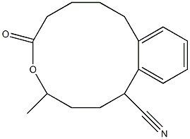 1-Cyano-4-methyl-1,2,3,4,7,8,9,10-octahydro-6H-5-benzoxacyclododecin-6-one 구조식 이미지