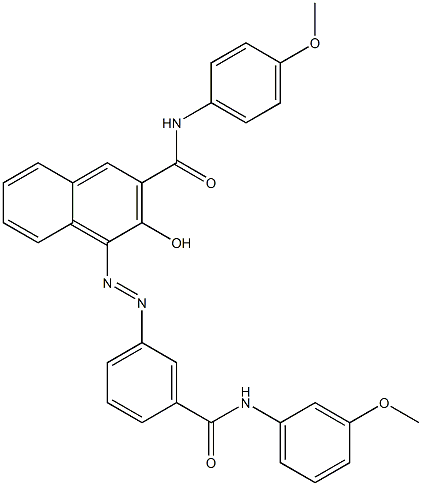 4-[[3-[[(3-Methoxyphenyl)amino]carbonyl]phenyl]azo]-3-hydroxy-N-(4-methoxyphenyl)-2-naphthalenecarboxamide 구조식 이미지