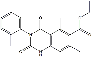 1,2,3,4-Tetrahydro-3-(2-methylphenyl)-5,7-dimethyl-2,4-dioxoquinazoline-6-carboxylic acid ethyl ester 구조식 이미지