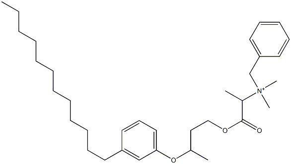 N,N-Dimethyl-N-benzyl-N-[1-[[3-(3-dodecylphenyloxy)butyl]oxycarbonyl]ethyl]aminium 구조식 이미지