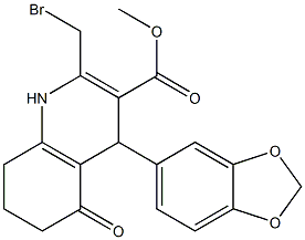 1,4,5,6,7,8-Hexahydro-5-oxo-2-(bromomethyl)-4-(1,3-benzodioxol-5-yl)quinoline-3-carboxylic acid methyl ester 구조식 이미지