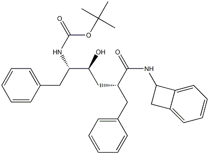 (2R,4S,5S)-2-Benzyl-5-(tert-butyloxycarbonylamino)-N-[(1,2-dihydrobenzocyclobuten)-1-yl]-4-hydroxy-6-phenylhexanamide 구조식 이미지