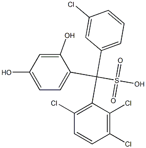 (3-Chlorophenyl)(2,3,6-trichlorophenyl)(2,4-dihydroxyphenyl)methanesulfonic acid 구조식 이미지