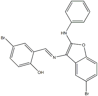 5-Bromo-3-[(2-hydroxy-5-bromobenzylidene)amino]-2-(phenylamino)benzofuran Structure