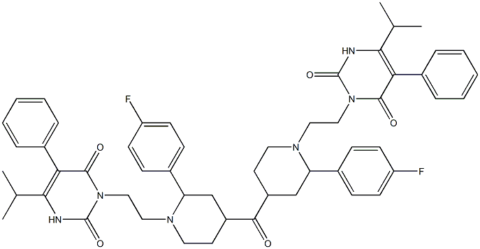 4-Fluorophenyl[1-[2-[(2,6-dioxo-5-phenyl-4-(1-methylethyl)-1,2,3,6-tetrahydropyrimidin)-1-yl]ethyl]piperidin-4-yl] ketone Structure