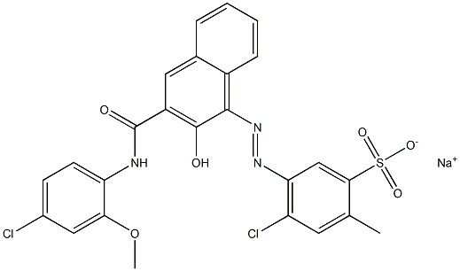 4-Chloro-2-methyl-5-[[3-[[(4-chloro-2-methoxyphenyl)amino]carbonyl]-2-hydroxy-1-naphtyl]azo]benzenesulfonic acid sodium salt Structure