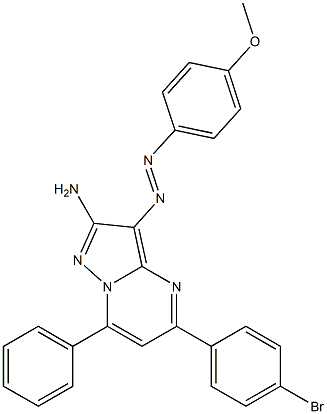 2-Amino-3-(4-methoxyphenylazo)-5-(4-bromophenyl)-7-phenylpyrazolo[1,5-a]pyrimidine Structure