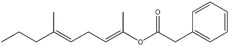 Phenylacetic acid 1,5-dimethyl-1,4-octadienyl ester 구조식 이미지