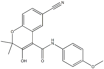 6-Cyano-3-hydroxy-N-(4-methoxyphenyl)-2,2-dimethyl-2H-1-benzopyran-4-carboxamide Structure