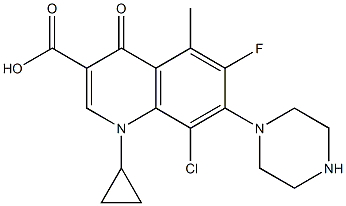 1-Cyclopropyl-8-chloro-6-fluoro-5-methyl-1,4-dihydro-4-oxo-7-(1-piperazinyl)quinoline-3-carboxylic acid 구조식 이미지