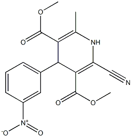 4-(3-Nitrophenyl)-2-cyano-6-methyl-1,4-dihydropyridine-3,5-dicarboxylic acid dimethyl ester 구조식 이미지