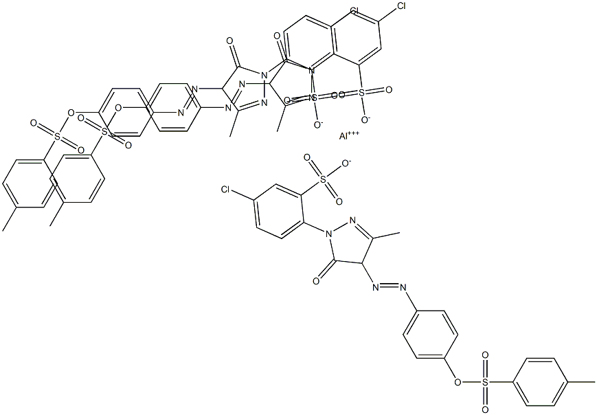 Tris[5-chloro-2-[4,5-dihydro-3-methyl-4-[[4-[(4-methylphenylsulfonyl)oxy]phenyl]azo]-5-oxo-1H-pyrazol-1-yl]benzenesulfonic acid]aluminum salt Structure