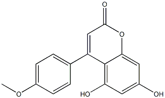 4-(4-Methoxyphenyl)-5,7-dihydroxy-2H-1-benzopyran-2-one Structure