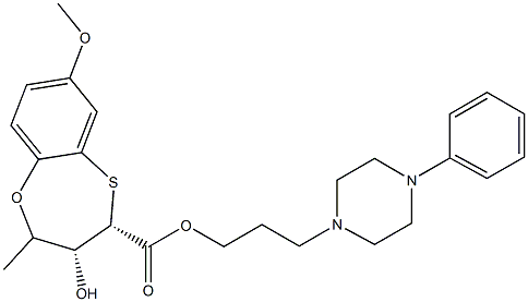 (3R,4S)-3-Hydroxy-4-[3-(4-phenyl-1-piperazinyl)propyl]-7-methoxy-3,4-dihydro-2H-1,5-benzoxathiepin-4-carboxylic acid methyl ester 구조식 이미지