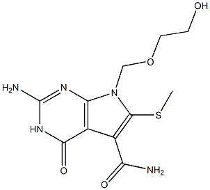 2-Amino-3,4-dihydro-6-methylthio-7-(2-hydroxyethoxymethyl)-4-oxo-7H-pyrrolo[2,3-d]pyrimidine-5-carboxamide Structure