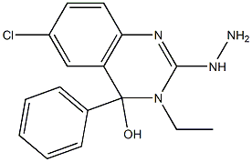 3,4-Dihydro-6-chloro-4-phenyl-3-ethyl-2-hydrazinoquinazolin-4-ol 구조식 이미지