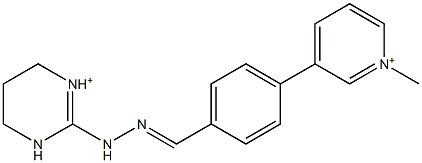 1-Methyl-3-[4-[2-[[(3,4,5,6-tetrahydropyrimidin)-1-ium]-2-yl]hydrazonomethyl]phenyl]pyridinium 구조식 이미지