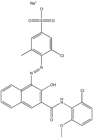 3-Chloro-5-methyl-4-[[3-[[(2-chloro-6-methoxyphenyl)amino]carbonyl]-2-hydroxy-1-naphtyl]azo]benzenesulfonic acid sodium salt Structure