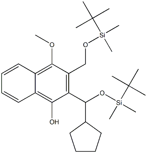 3-[Cyclopentyl[(tert-butyldimethylsilyl)oxy]methyl]-2-[[(tert-butyldimethylsilyl)oxy]methyl]-1-methoxynaphthalen-4-ol 구조식 이미지