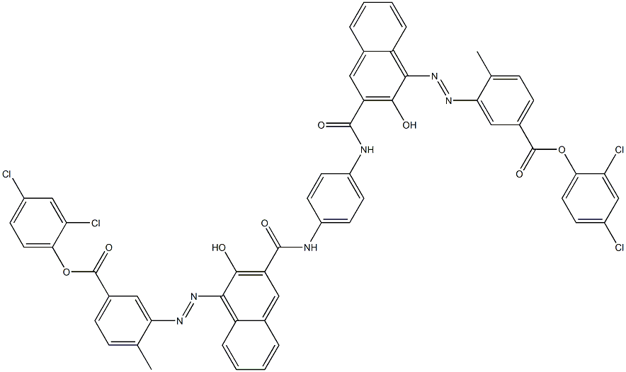 1,4-Bis[1-[[2-methyl-5-(2,4-dichlorophenoxycarbonyl)phenyl]azo]-2-hydroxy-3-naphthoylamino]benzene Structure