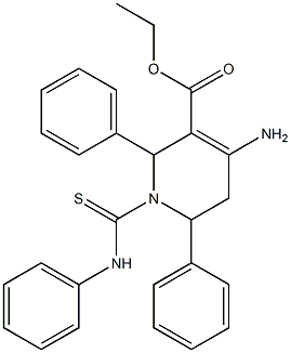 2,6-Diphenyl-1-[(phenylamino)thiocarbonyl]-4-[amino]-1,2,5,6-tetrahydropyridine-3-carboxylic acid ethyl ester Structure