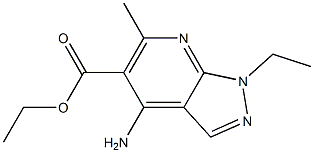 1-Ethyl-4-amino-6-methyl-1H-pyrazolo[3,4-b]pyridine-5-carboxylic acid ethyl ester 구조식 이미지