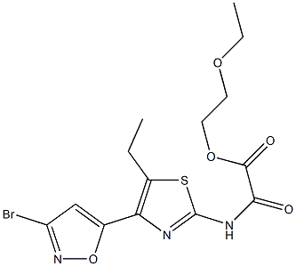 N-[5-Ethyl-4-[3-bromo-5-isoxazolyl]-2-thiazolyl]oxamidic acid 2-ethoxyethyl ester 구조식 이미지