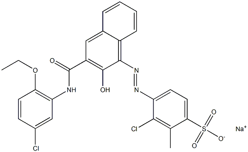 3-Chloro-2-methyl-4-[[3-[[(3-chloro-6-ethoxyphenyl)amino]carbonyl]-2-hydroxy-1-naphtyl]azo]benzenesulfonic acid sodium salt Structure