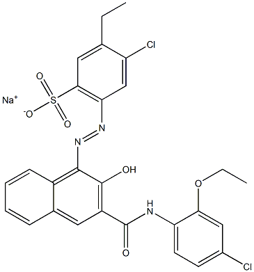 4-Chloro-3-ethyl-6-[[3-[[(4-chloro-2-ethoxyphenyl)amino]carbonyl]-2-hydroxy-1-naphtyl]azo]benzenesulfonic acid sodium salt 구조식 이미지