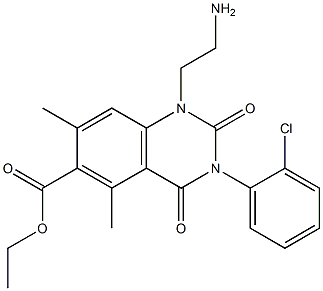 1,2,3,4-Tetrahydro-3-(2-chlorophenyl)-1-(2-aminoethyl)-5,7-dimethyl-2,4-dioxoquinazoline-6-carboxylic acid ethyl ester 구조식 이미지