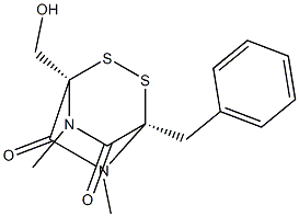 (1R,4R)-1-Hydroxymethyl-5,7-dimethyl-4-phenylmethyl-2,3-dithia-5,7-diazabicyclo[2.2.2]octane-6,8-dione Structure