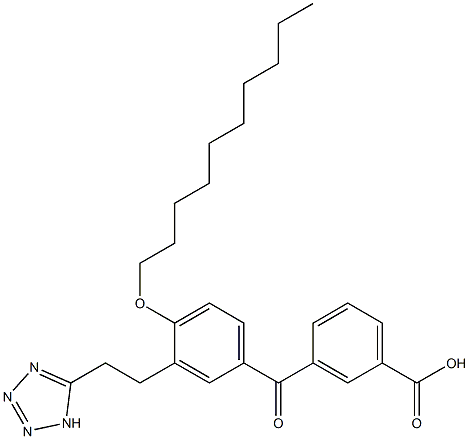 3-[4-Decyloxy-3-[2-(1H-tetrazol-5-yl)ethyl]benzoyl]benzoic acid 구조식 이미지