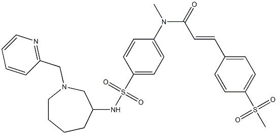 N-Methyl-4-methylsulfonyl-N-[4-[1-(2-pyridinylmethyl)azacycloheptan-3-ylsulfamoyl]phenyl]-trans-cinnamamide 구조식 이미지