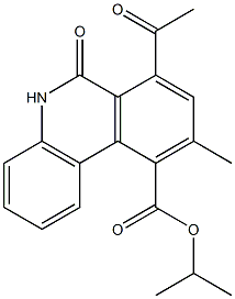 5,6-Dihydro-6-oxo-7-acetyl-9-methyl-phenanthridine-10-carboxylic acid isopropyl ester Structure