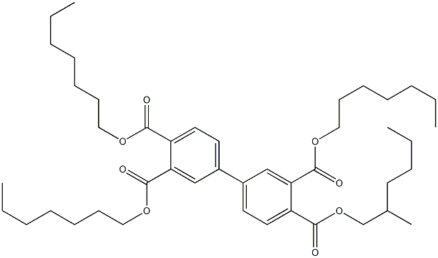 1,1'-Biphenyl-3,3',4,4'-tetracarboxylic acid 3,3',4-triheptyl 4'-(2-methylhexyl) ester Structure