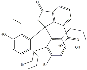 1,1-Bis(3-bromo-5-hydroxy-2,6-dipropylphenyl)-1,3-dihydro-3-oxoisobenzofuran-7-carboxylic acid 구조식 이미지