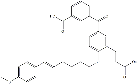 5-(3-Carboxybenzoyl)-2-[(E)-6-(4-methylthiophenyl)-5-hexenyloxy]benzenepropanoic acid Structure