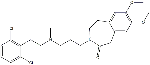 4,5-Dihydro-7,8-dimethoxy-3-[3-[N-methyl-2-(2,6-dichlorophenyl)ethylamino]propyl]-1H-3-benzazepin-2(3H)-one Structure