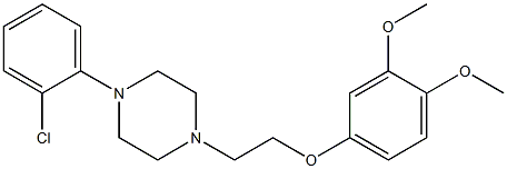 1-(2-Chlorophenyl)-4-[2-(3,4-dimethoxyphenoxy)ethyl]piperazine 구조식 이미지