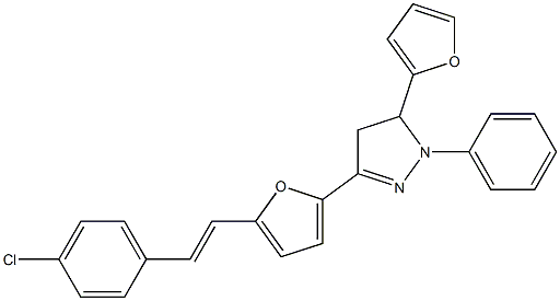 2-[[4,5-Dihydro-1-phenyl-5-(2-furanyl)-1H-pyrazol]-3-yl]-5-[2-[4-chlorophenyl]ethenyl]furan Structure