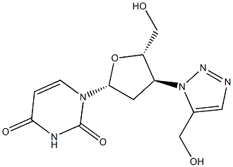 3'-(5-(Hydroxymethyl)-1H-1,2,3-triazol-1-yl)-2',3'-dideoxyuridine 구조식 이미지