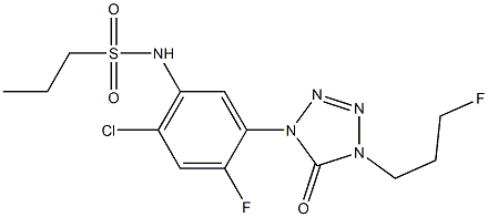 1-(2-Fluoro-4-chloro-5-propylsulfonylaminophenyl)-4-(3-fluoropropyl)-1H-tetrazol-5(4H)-one 구조식 이미지