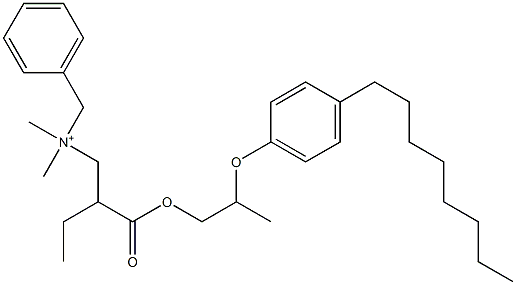 N,N-Dimethyl-N-benzyl-N-[2-[[2-(4-octylphenyloxy)propyl]oxycarbonyl]butyl]aminium 구조식 이미지