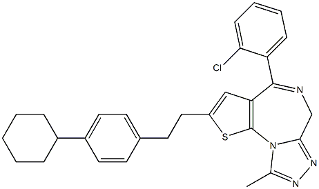 4-(2-Chlorophenyl)-2-[2-(4-cyclohexylphenyl)ethyl]-9-methyl-6H-thieno[3,2-f][1,2,4]triazolo[4,3-a][1,4]diazepine 구조식 이미지