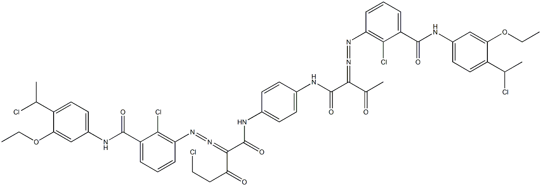 3,3'-[2-(Chloromethyl)-1,4-phenylenebis[iminocarbonyl(acetylmethylene)azo]]bis[N-[4-(1-chloroethyl)-3-ethoxyphenyl]-2-chlorobenzamide] Structure