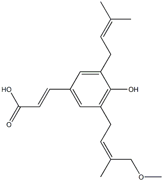 (E)-3-[3-(3-Methyl-2-butenyl)-4-hydroxy-5-[(Z)-4-methoxy-3-methyl-2-butenyl]phenyl]acrylic acid 구조식 이미지