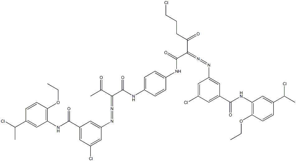 3,3'-[2-(2-Chloroethyl)-1,4-phenylenebis[iminocarbonyl(acetylmethylene)azo]]bis[N-[3-(1-chloroethyl)-6-ethoxyphenyl]-5-chlorobenzamide] 구조식 이미지